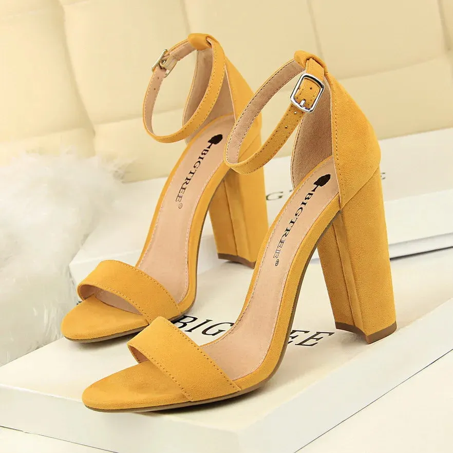 مجموعة اروين arwen &ajh groupSummer high-heeled shoes fashion simple thick-heeled sexy word belt women's sandals