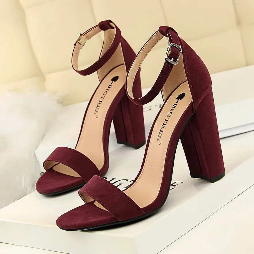 مجموعة اروين arwen &ajh groupSummer high-heeled shoes fashion simple thick-heeled sexy word belt women's sandals