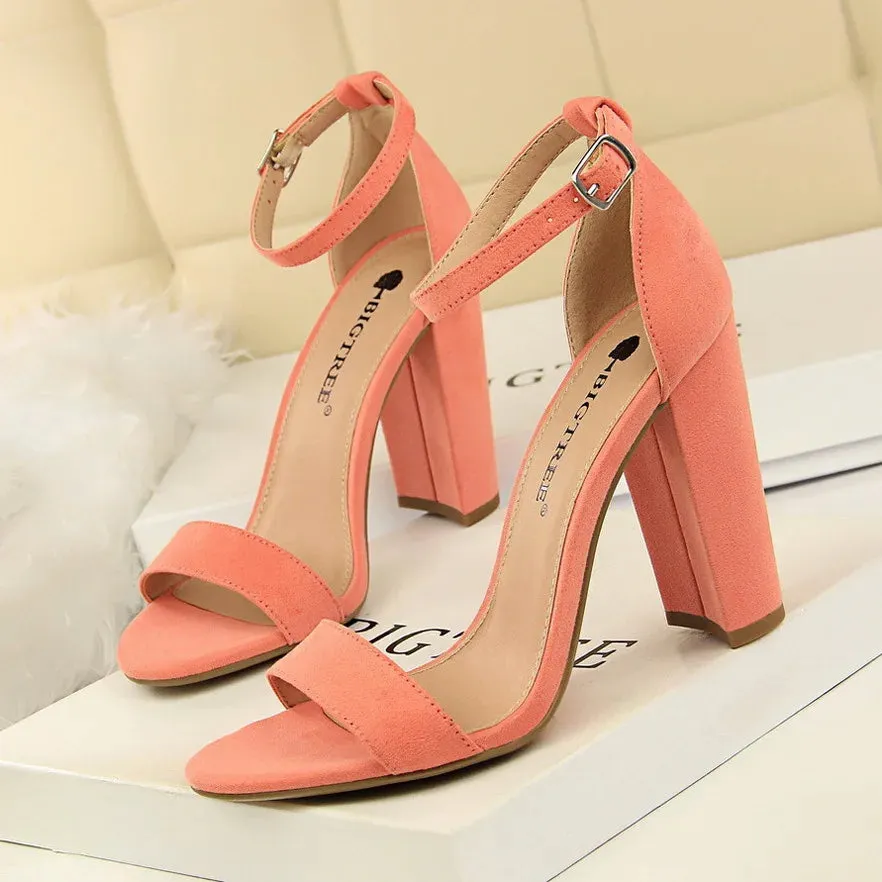 مجموعة اروين arwen &ajh groupSummer high-heeled shoes fashion simple thick-heeled sexy word belt women's sandals