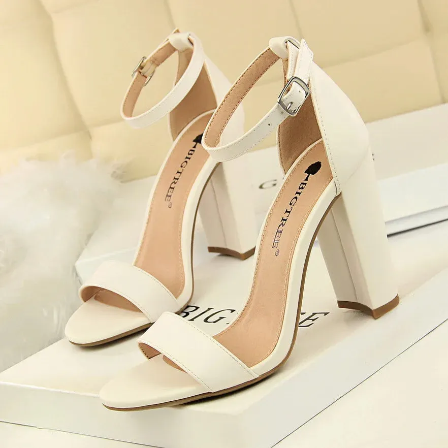 مجموعة اروين arwen &ajh groupSummer high-heeled shoes fashion simple thick-heeled sexy word belt women's sandals