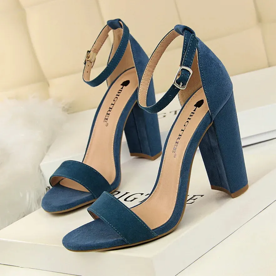 مجموعة اروين arwen &ajh groupSummer high-heeled shoes fashion simple thick-heeled sexy word belt women's sandals