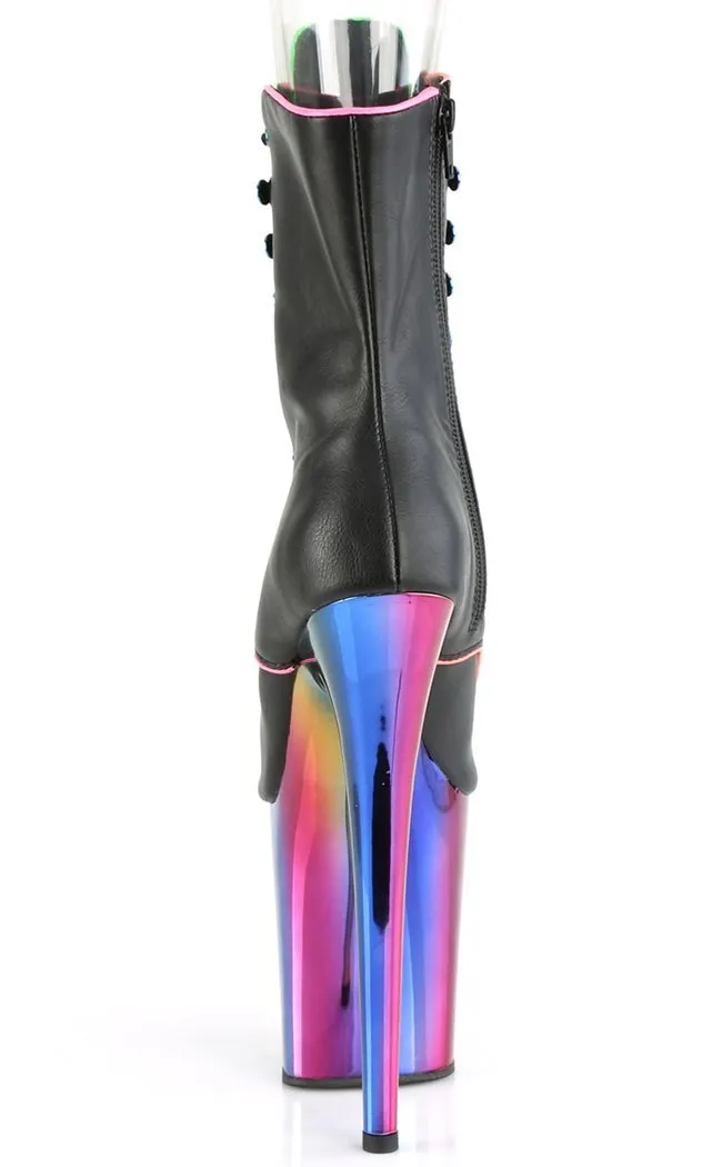 ADORE-1021RC-02 Black & Rainbow Chrome Ankle Boots