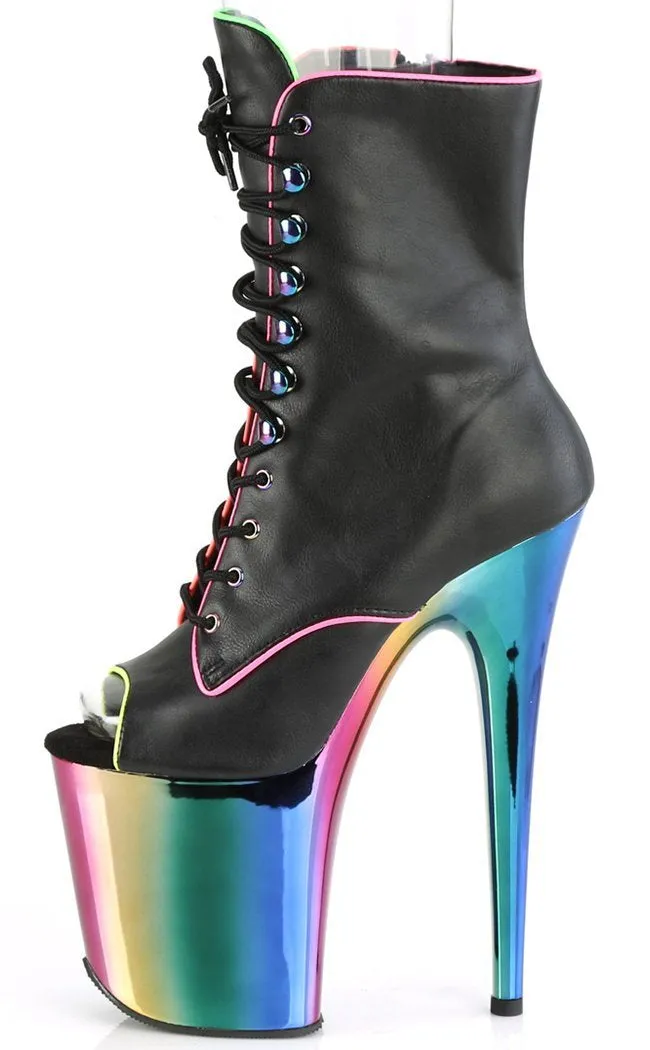 ADORE-1021RC-02 Black & Rainbow Chrome Ankle Boots