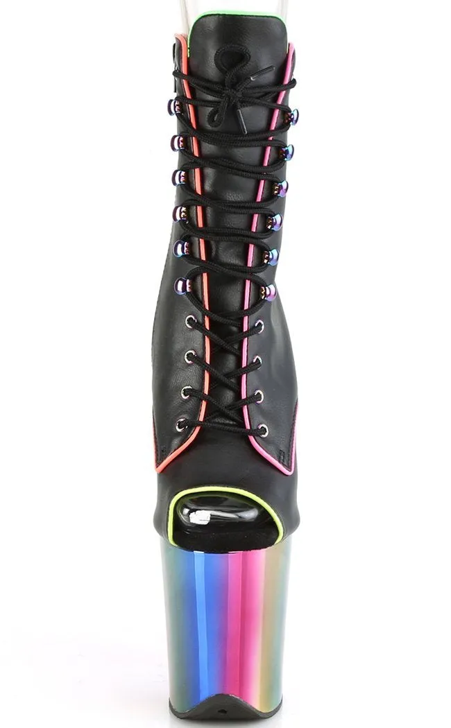 ADORE-1021RC-02 Black & Rainbow Chrome Ankle Boots