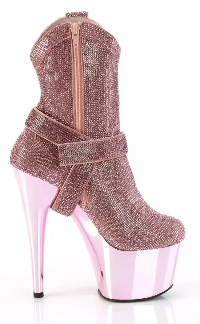 ADORE-1029CHRS Pink Rhinestone Cowboy Boots