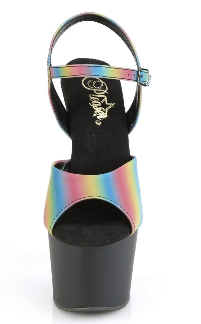 ADORE-709REFL-02 Rainbow Reflective & Black Matte Heels