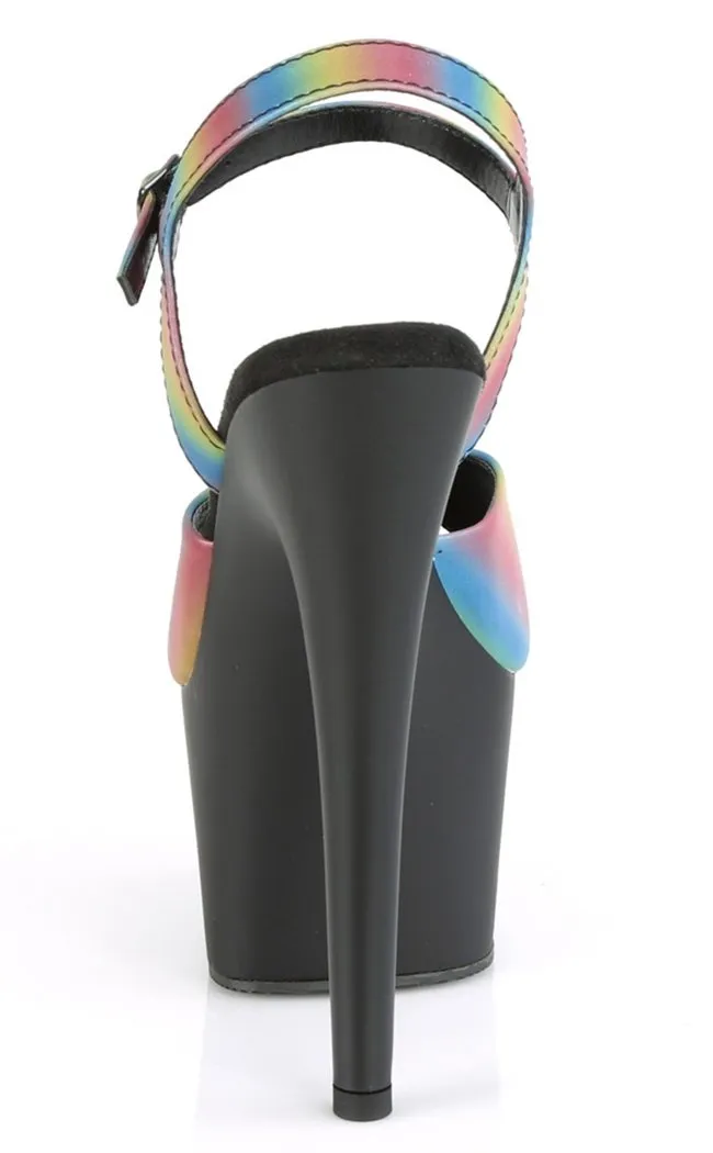 ADORE-709REFL-02 Rainbow Reflective & Black Matte Heels