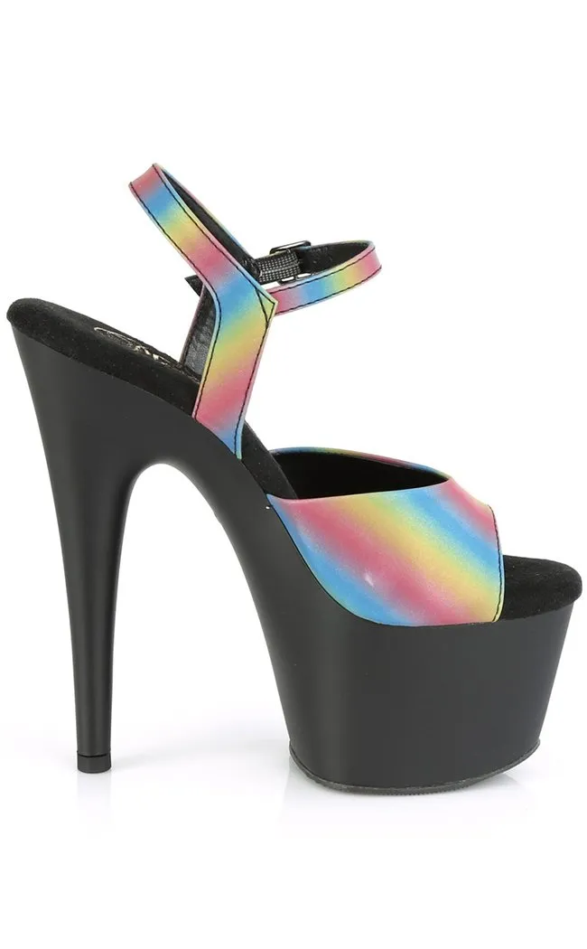 ADORE-709REFL-02 Rainbow Reflective & Black Matte Heels