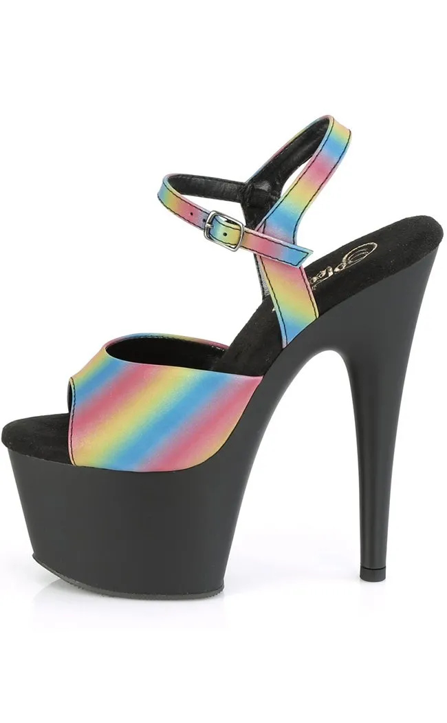 ADORE-709REFL-02 Rainbow Reflective & Black Matte Heels