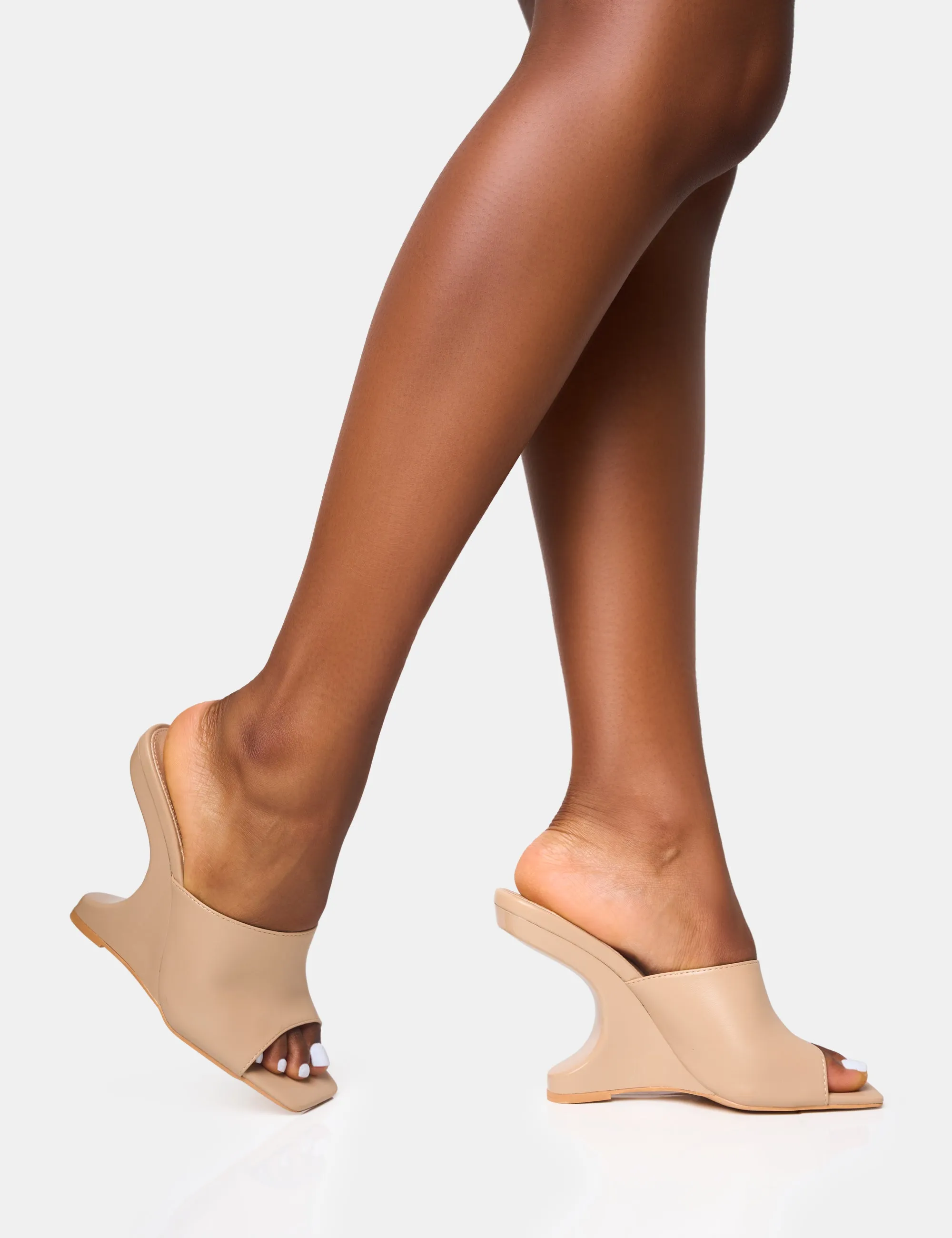 All in Nude Structured Wedge Heels