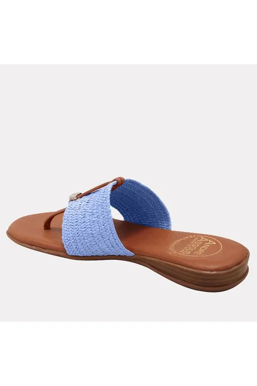 André Assous Nice Raffia Featherweights ™ Elastic Flip Flop Sandals | Sky Blue | Clearance Final Sale