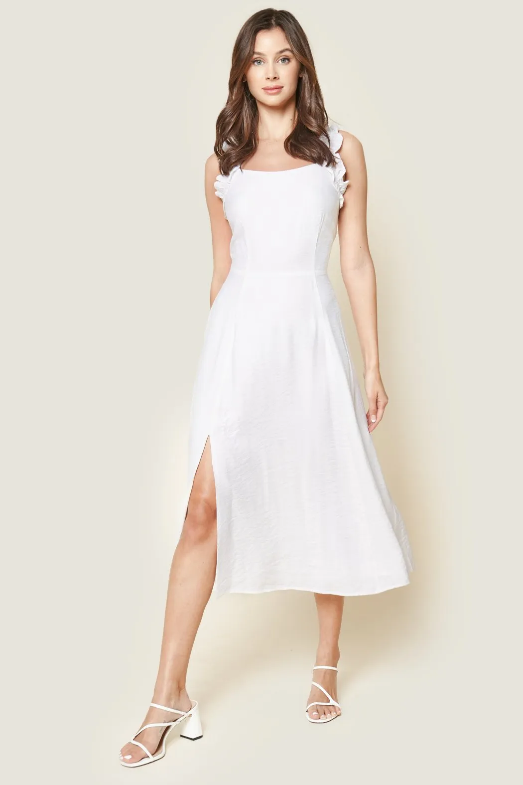 Angelic Ruffled Midi Dress