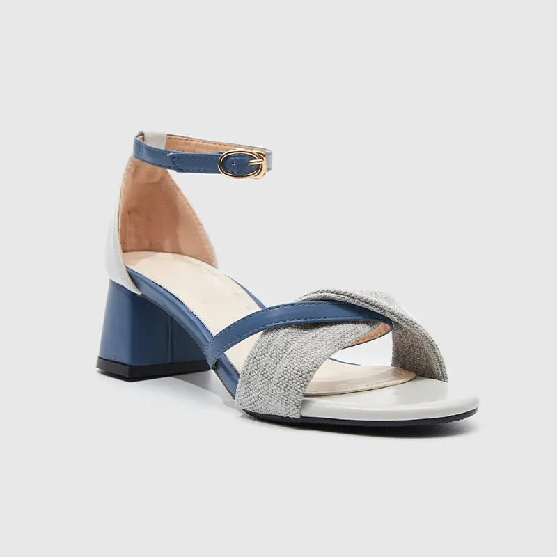 Ankle Strap Heeled Sandals Blue