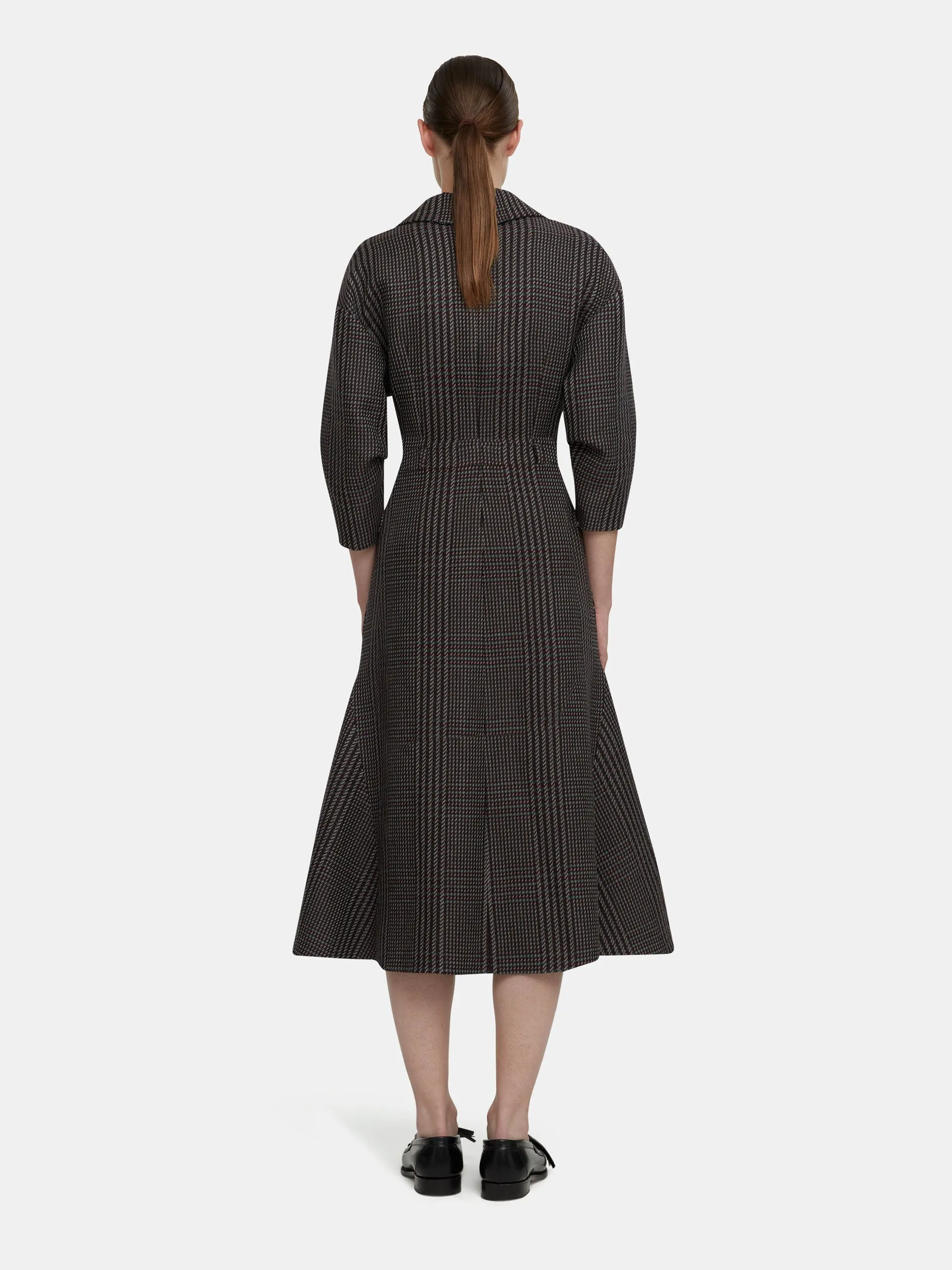 Arete dress in prince of wales check merino wool