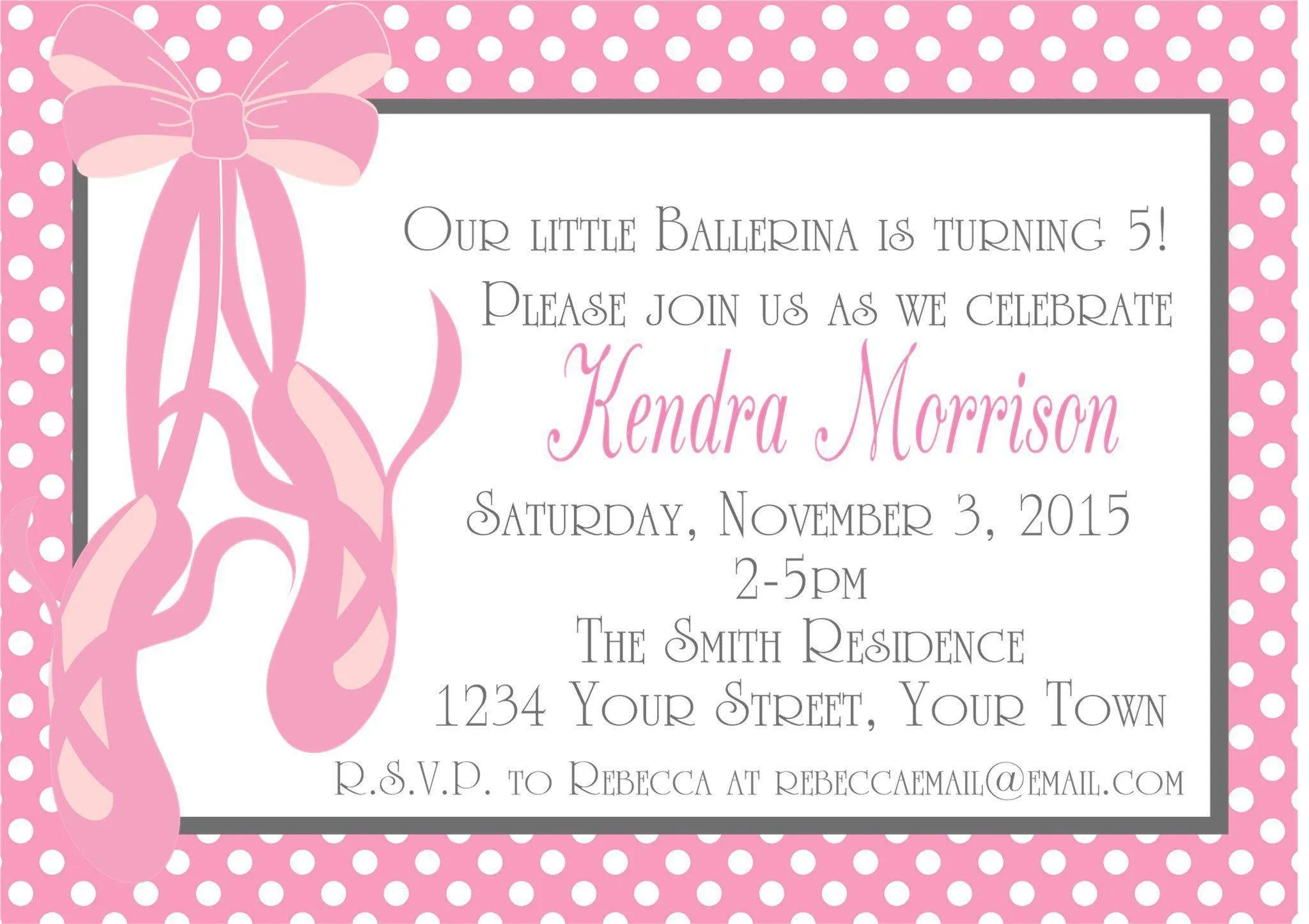 Ballet Birthday Party Invitations