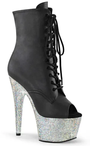 BEJEWELED-1021-7 Black & Silver Rhinestone Boots