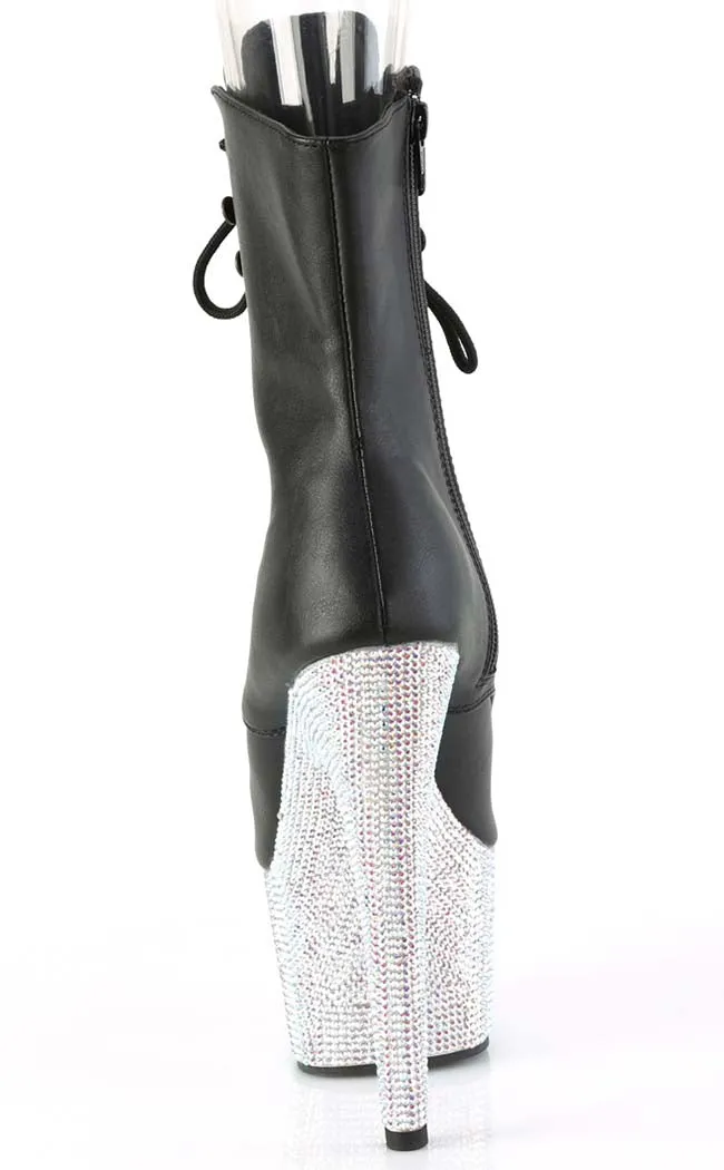 BEJEWELED-1021-7 Black & Silver Rhinestone Boots