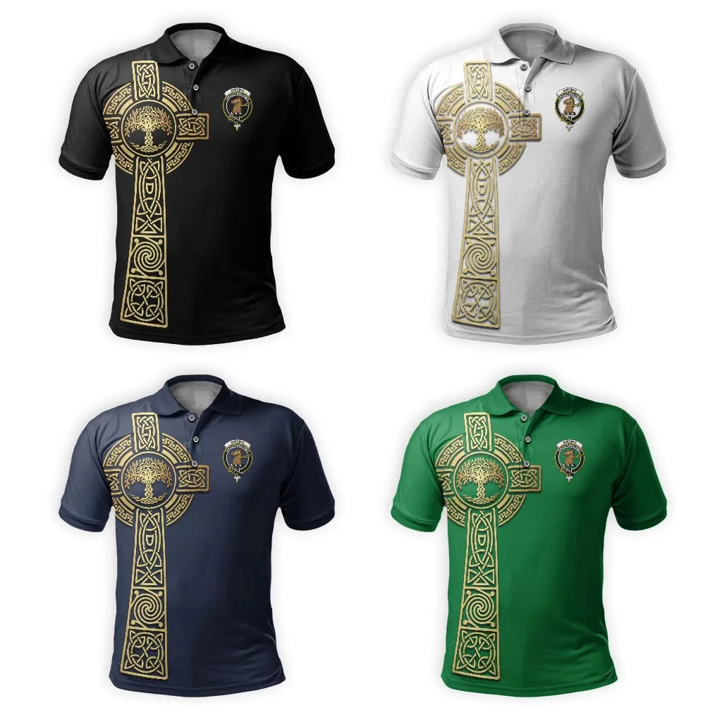 Binning Clan Polo Shirt with Golden Celtic Tree Of Life