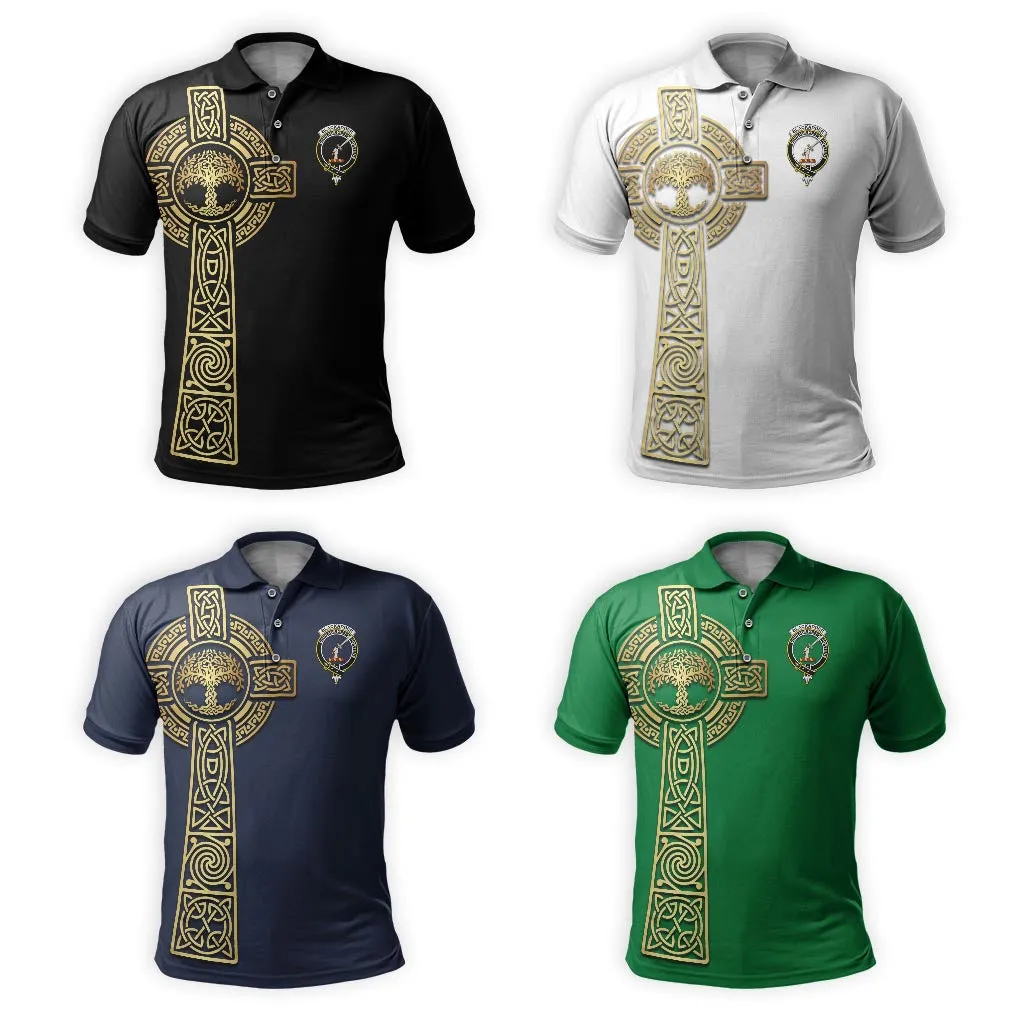 Blackadder Clan Polo Shirt with Golden Celtic Tree Of Life