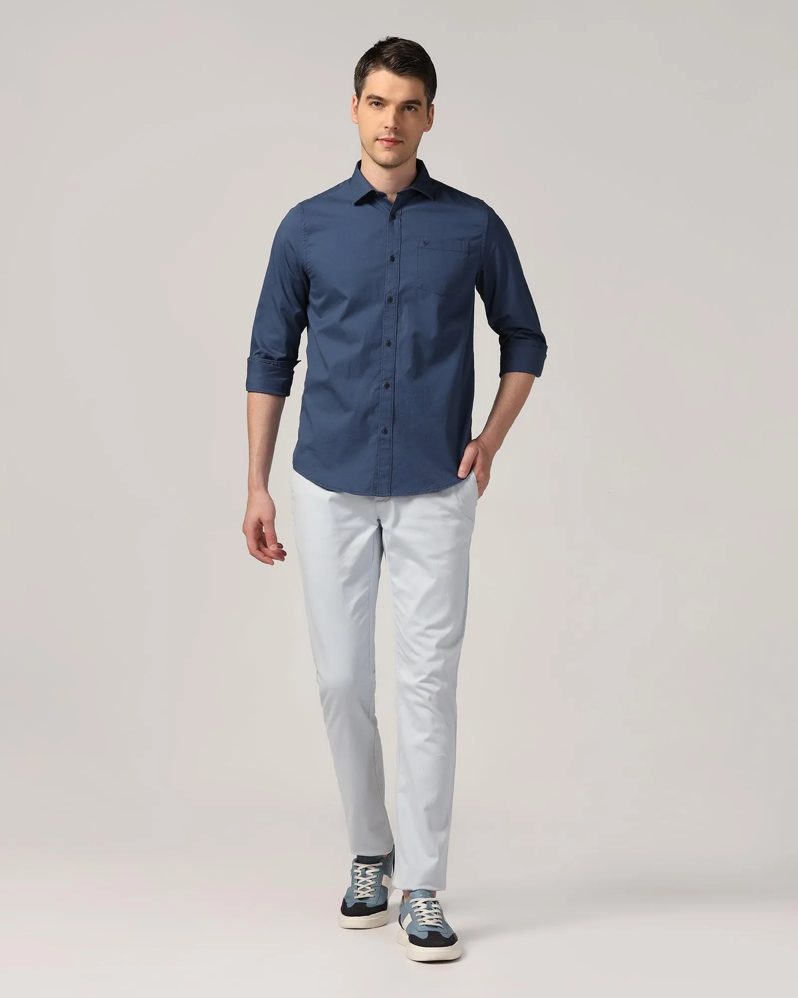 Casual Blue Solid Shirt - Mandy