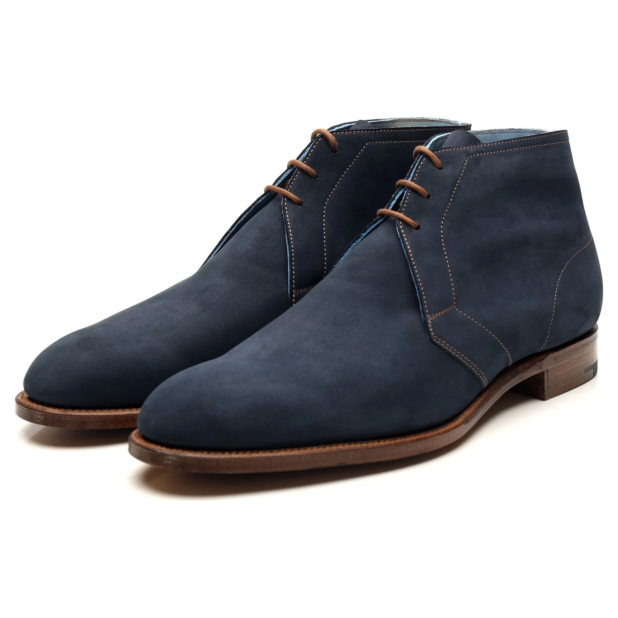 'Cherwell' Navy Blue Nubuck Leather Chukka Boots UK 6 E