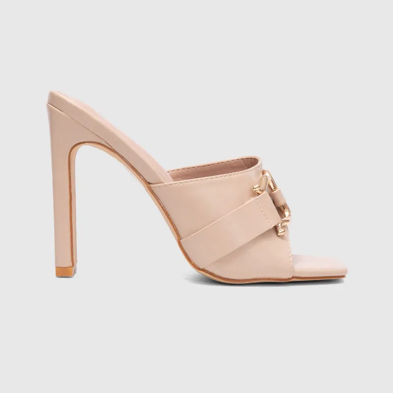 Chunky Heeled  Sandals Apricot