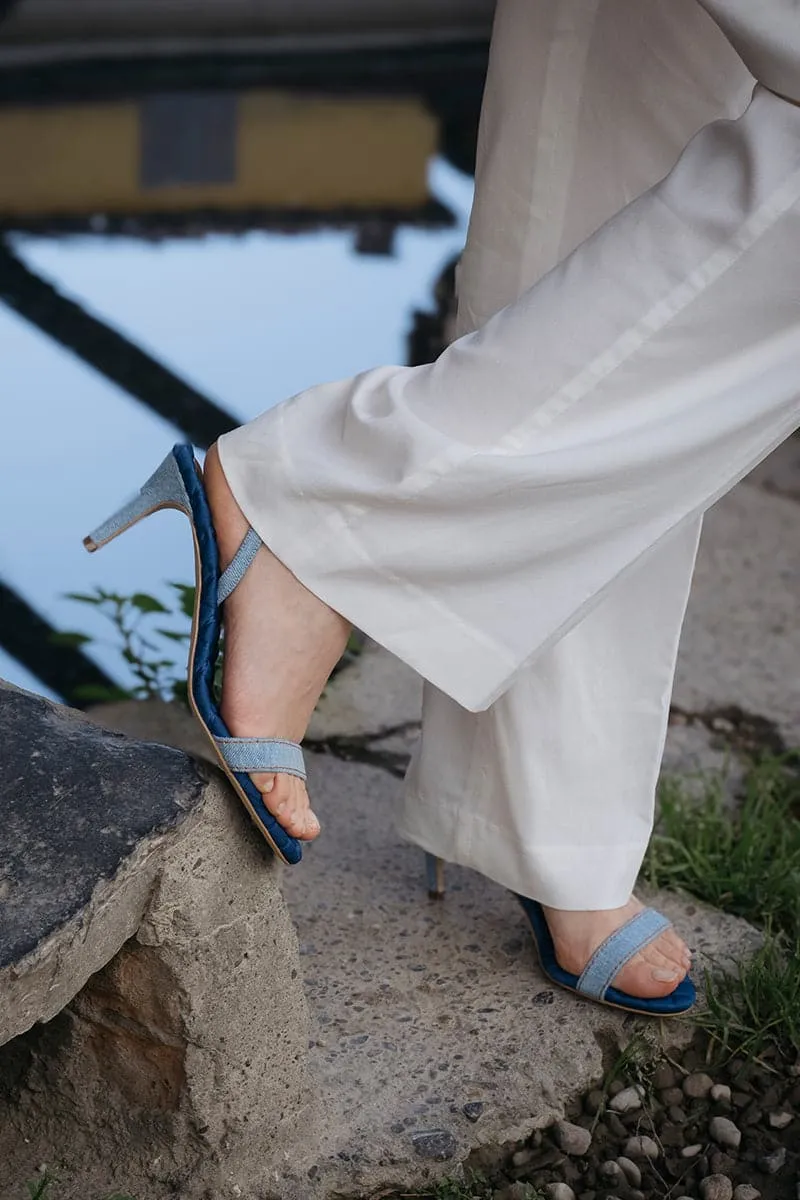 CLAUDIA BLUE DENIM SLINGBACK SANDALS