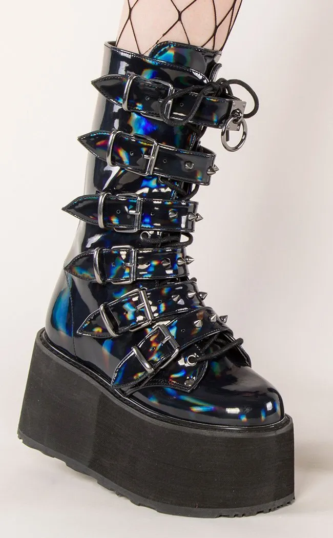 DAMNED-225 Black Holographic Boots