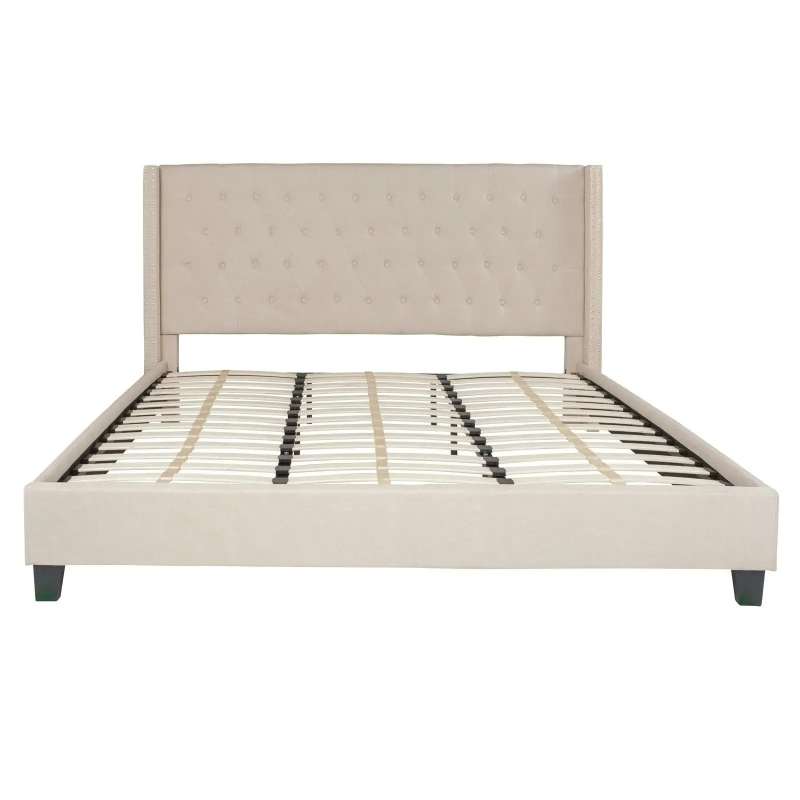 Darcy Tufted Upholstered Platform Bed, Beige (King)