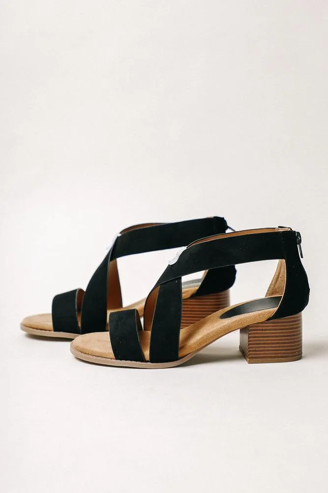 Doria Cross Strap Heels in Black