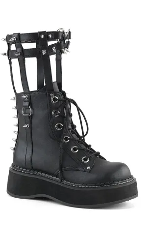 EMILY-357 Black Vegan Leather Ankle Boots