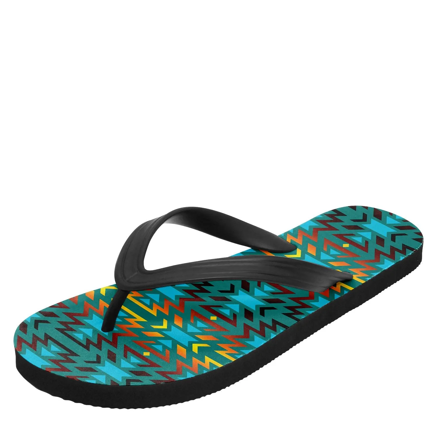 Fire Colors and Turquoise Teal Flip Flops