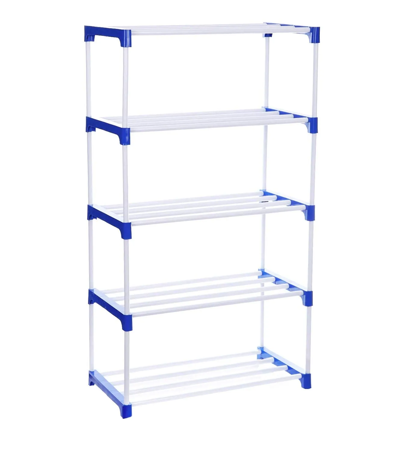 FLIPZON Multipurpose Metal, Plastic Rack Organizer for Shoe/Clothes/Books - (65.5 (L) x 32.5 (B) x 121 (H) Cms) (Need to Be Assemble - DIY) Rust-Proof - Medium- 5 Shelve