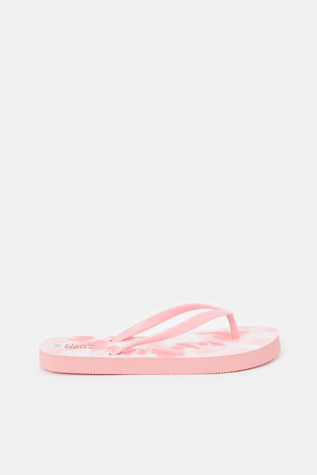 Girls Pink Printed Toe Post Flip Flops