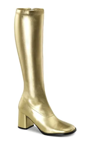 GOGO-300 Gold Stretch Vegan Leather Gogo Boots