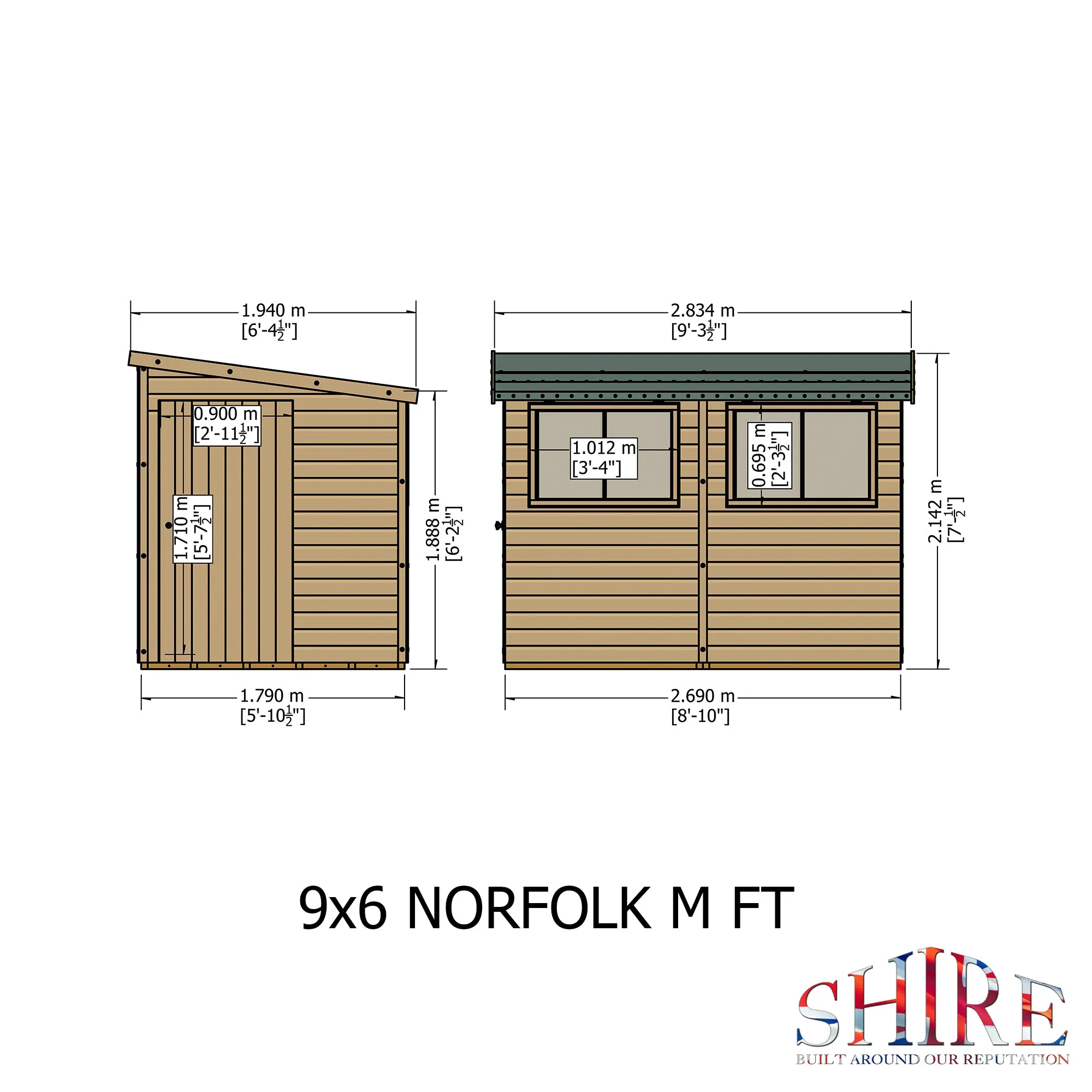 Goodwood Norfolk (9' x 6') Professional Tongue and Groove Pent Shed