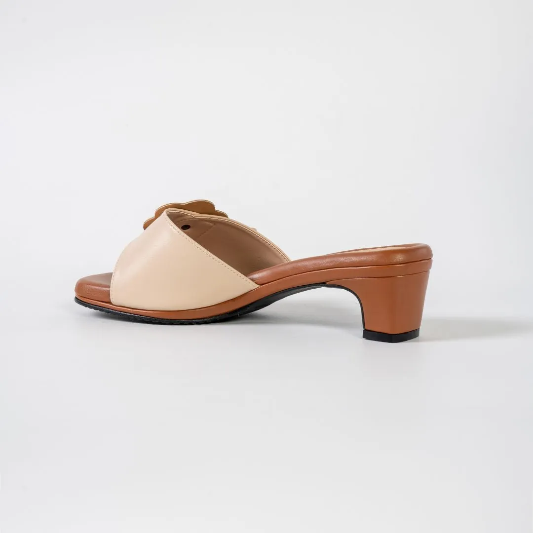 Hana Belt Heels in Brown & Beige