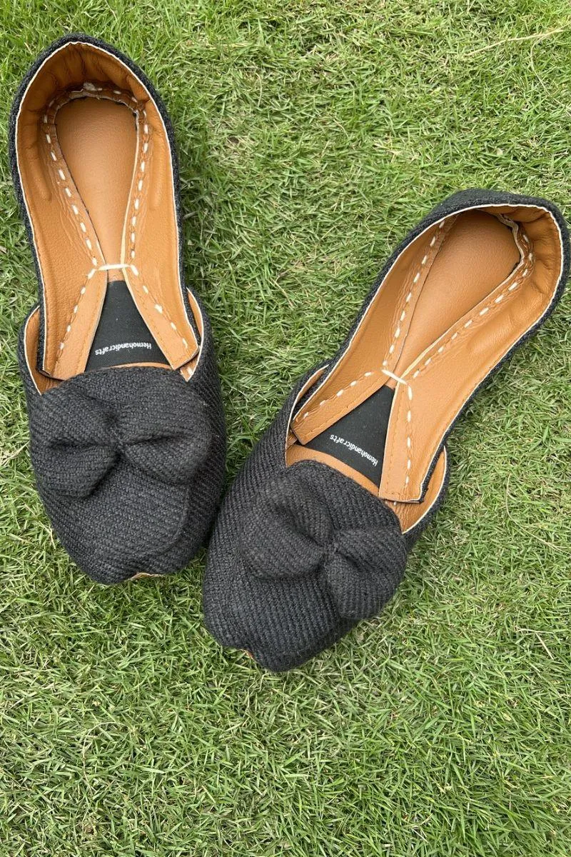 Hemo Handicraft - Mocha Bow Loafers - Jute - Black