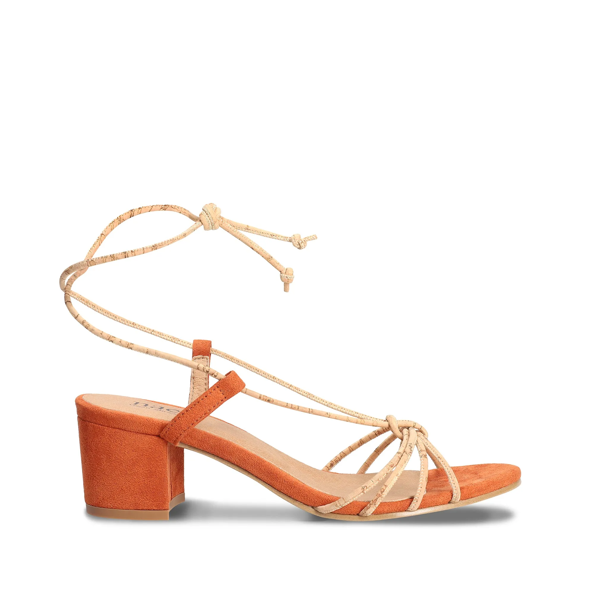 Holly Orange Vegan Heeled Cross Sandals