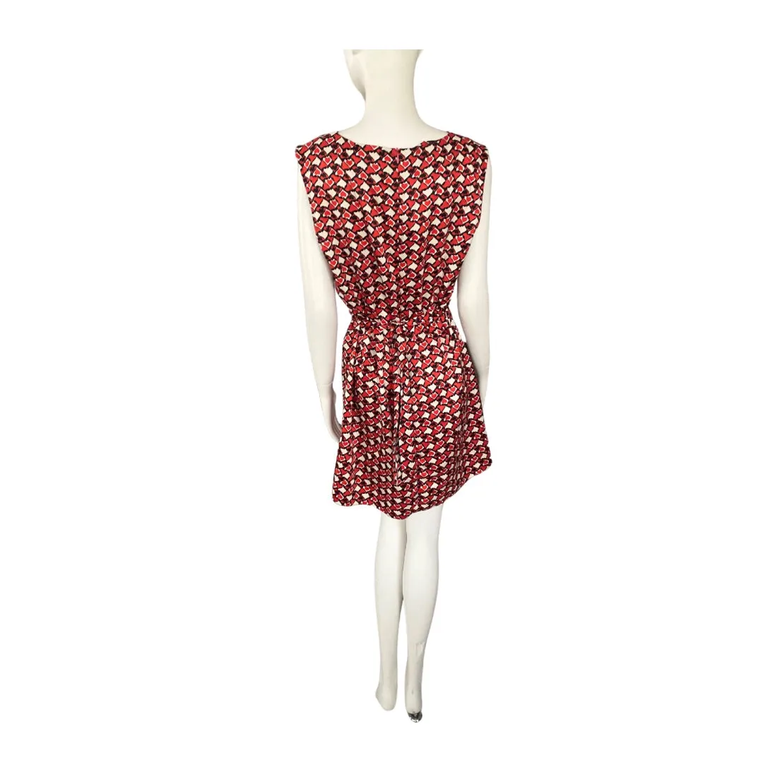 Love Heart Print Shift Dress Red SIZE 16