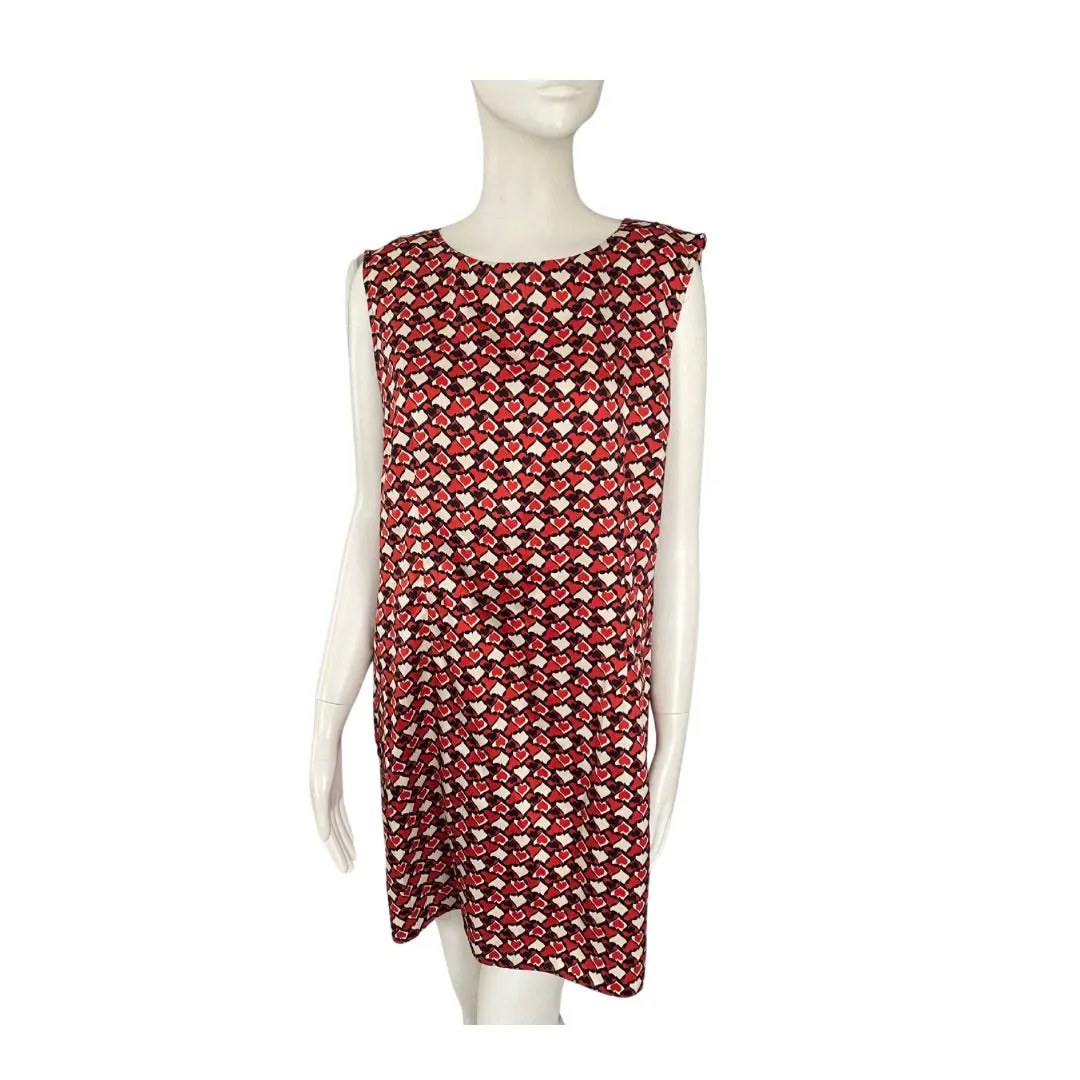 Love Heart Print Shift Dress Red SIZE 16