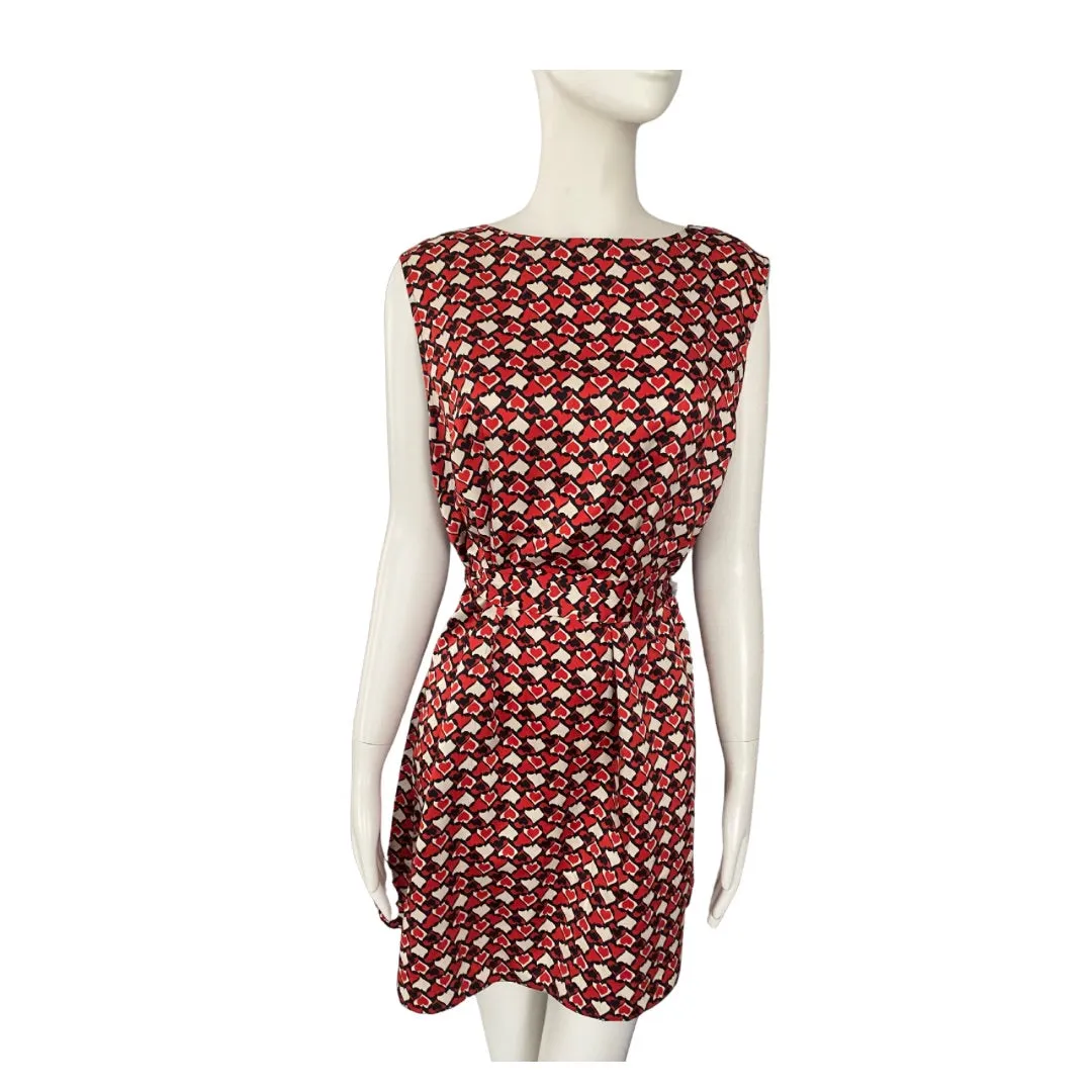 Love Heart Print Shift Dress Red SIZE 16