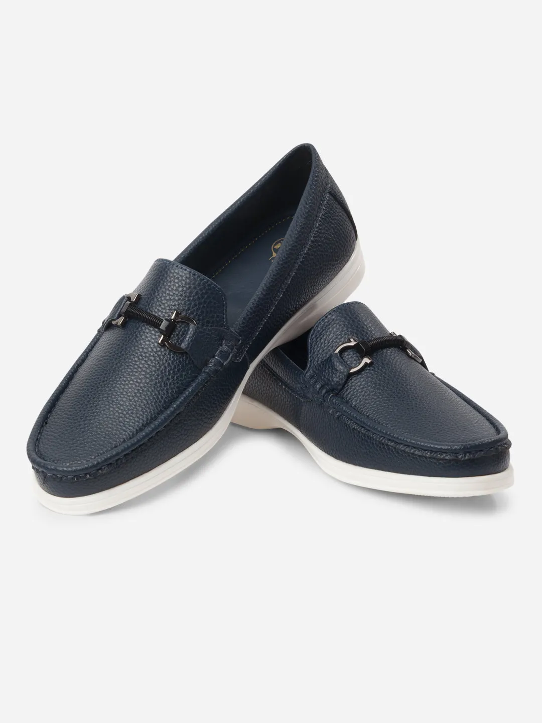 Men's Navy Moc Toe Casual Loafer (IX4107)