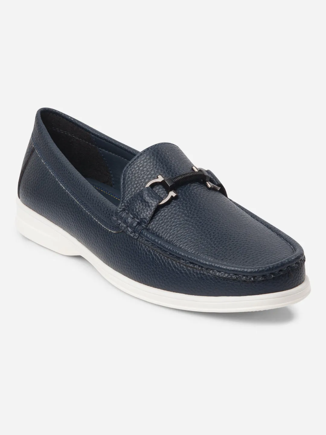 Men's Navy Moc Toe Casual Loafer (IX4107)