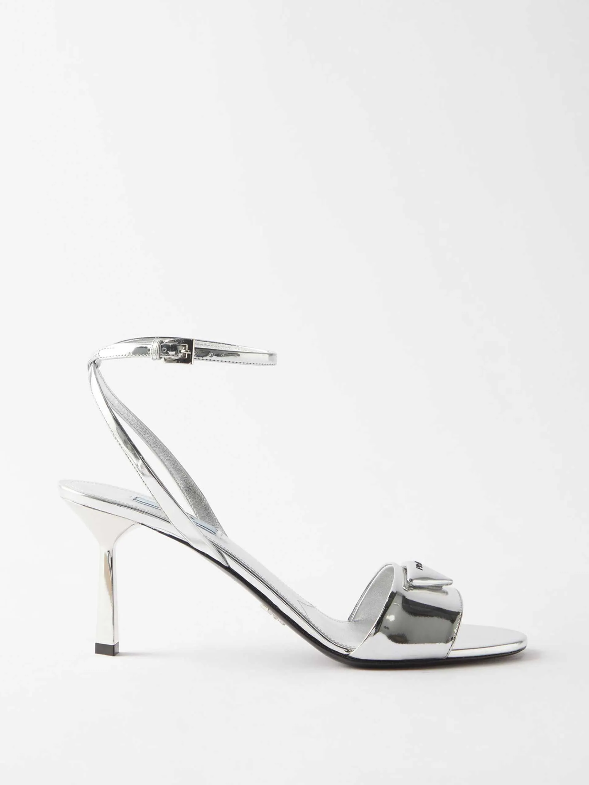 Metallic leather heeled sandals