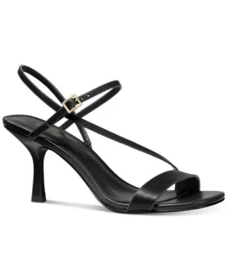 MICHAEL KORS - TASHA BLACK LEATHER SANDALS **FREE SHIPPING**