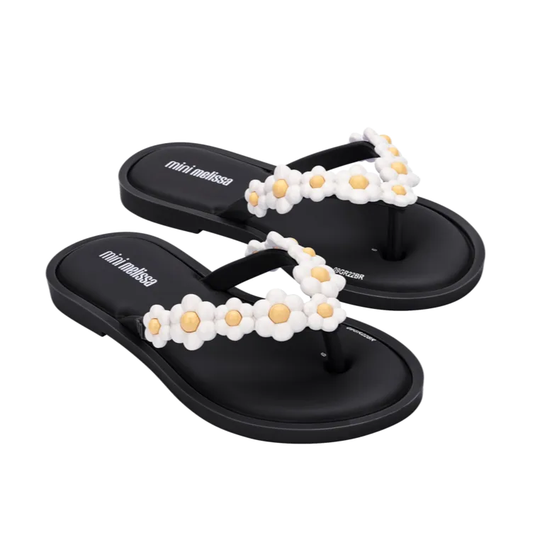 Mini Melissa Spring Flip Flops - Black / White