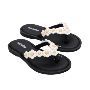 Mini Melissa Spring Flip Flops - Black / White