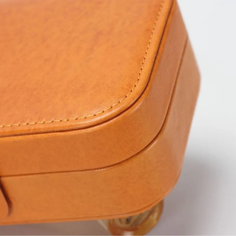 Multi-functional Vegetable Tanned Leather Jewelry Box