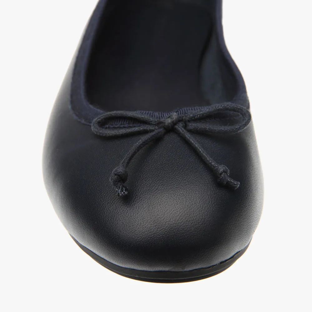 Natalie Navy Leather Ballet Flat